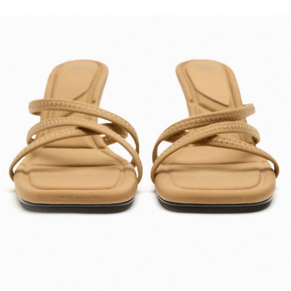 Zara athletic heeled sandals Beige NWT - Picture 5 of 6